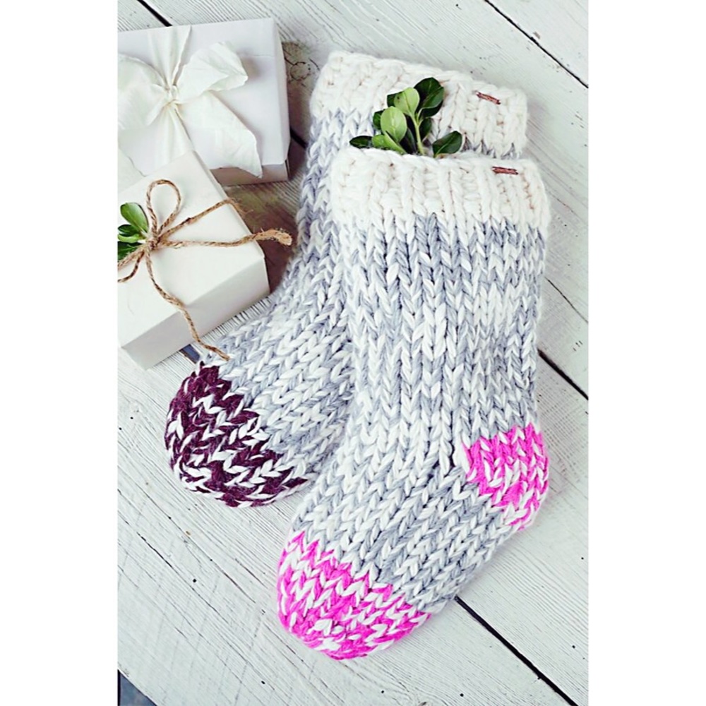 Free People Pink Cable Ombre Christmas Stocking